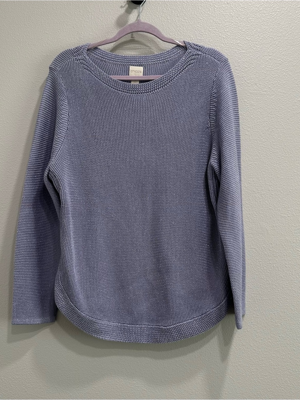 Chico's Periwinkle Knit Sweater,purple metallic,size 3, large to X-Large
